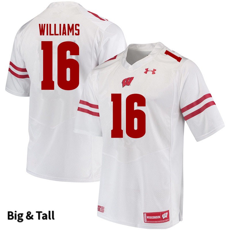 Wisconsin Badgers Men's #16 Amaun Williams NCAA Under Armour Authentic White Big & Tall College Stitched Football Jersey AR40R10NV